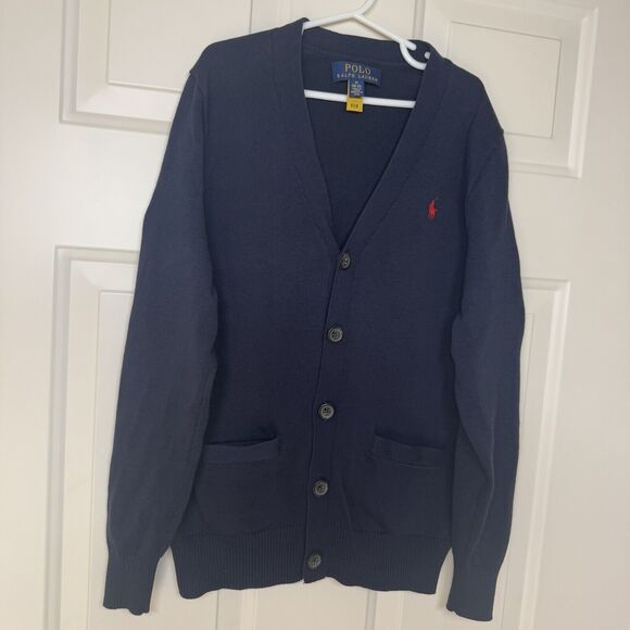 Polo Ralph Lauren Girls Lightweight V-Neck Cardigan Blue Size Medium(10-12) EUC - Picture 2 of 8